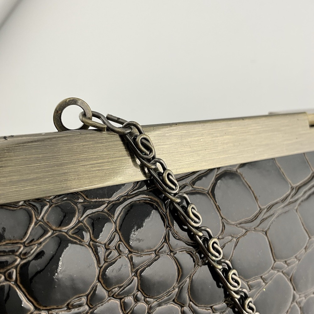 Jessica McClintock Vintage Clutch Patent Leather Crossbody Purse Retro 80s 11 in - Picture 11 of 16